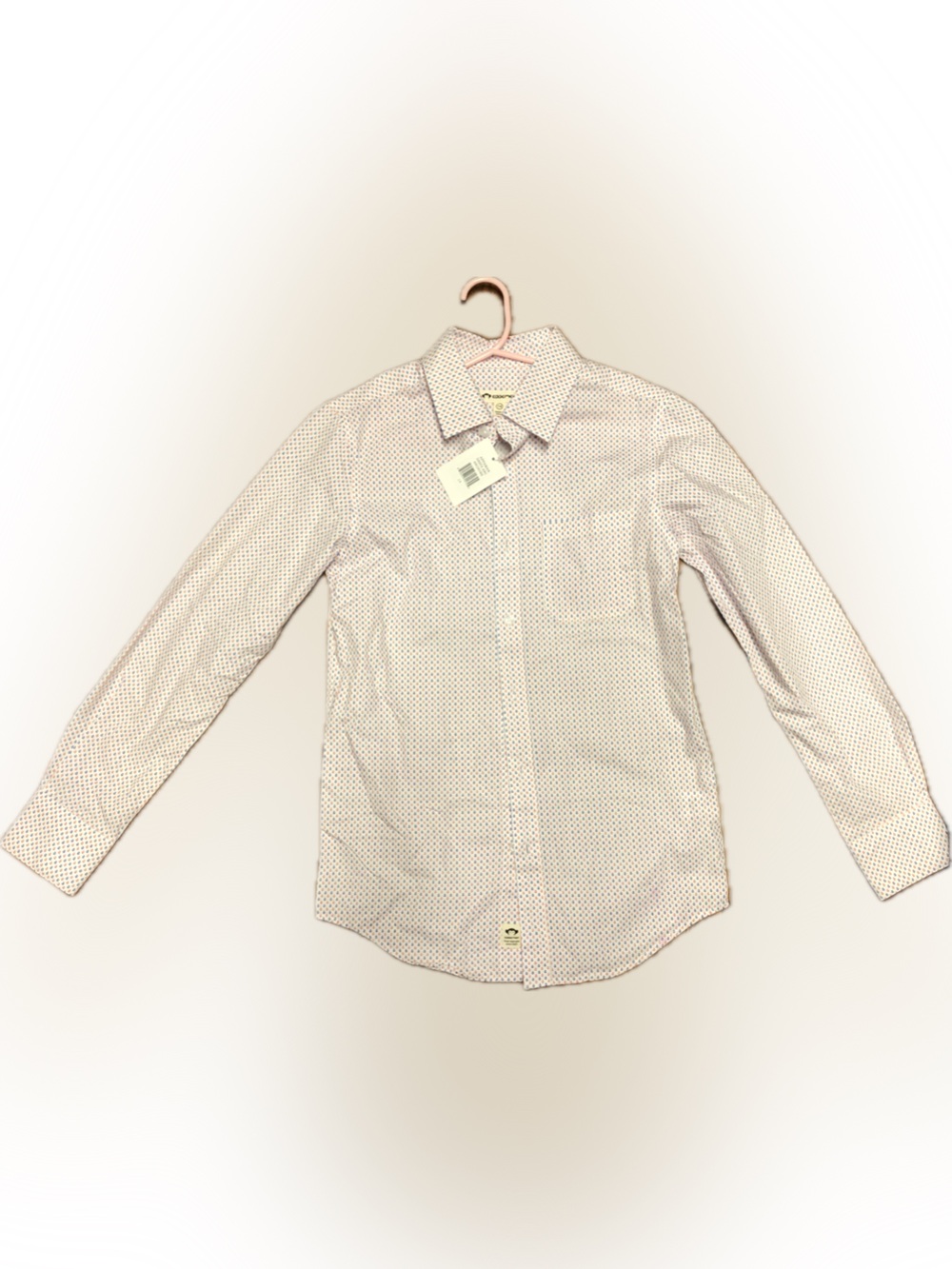 Boys’ Long-Sleeve Button-Up Shirt - White with Navy & Red Anchors Print